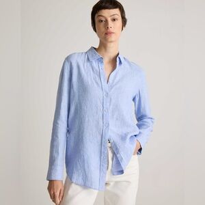 Quince 100% Linen Button-Down Shirt – Light Blue – Size S – Excellent Condition